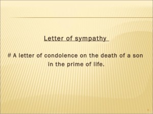 LETTER OF CONDOLENCE ON DEATH OF SON