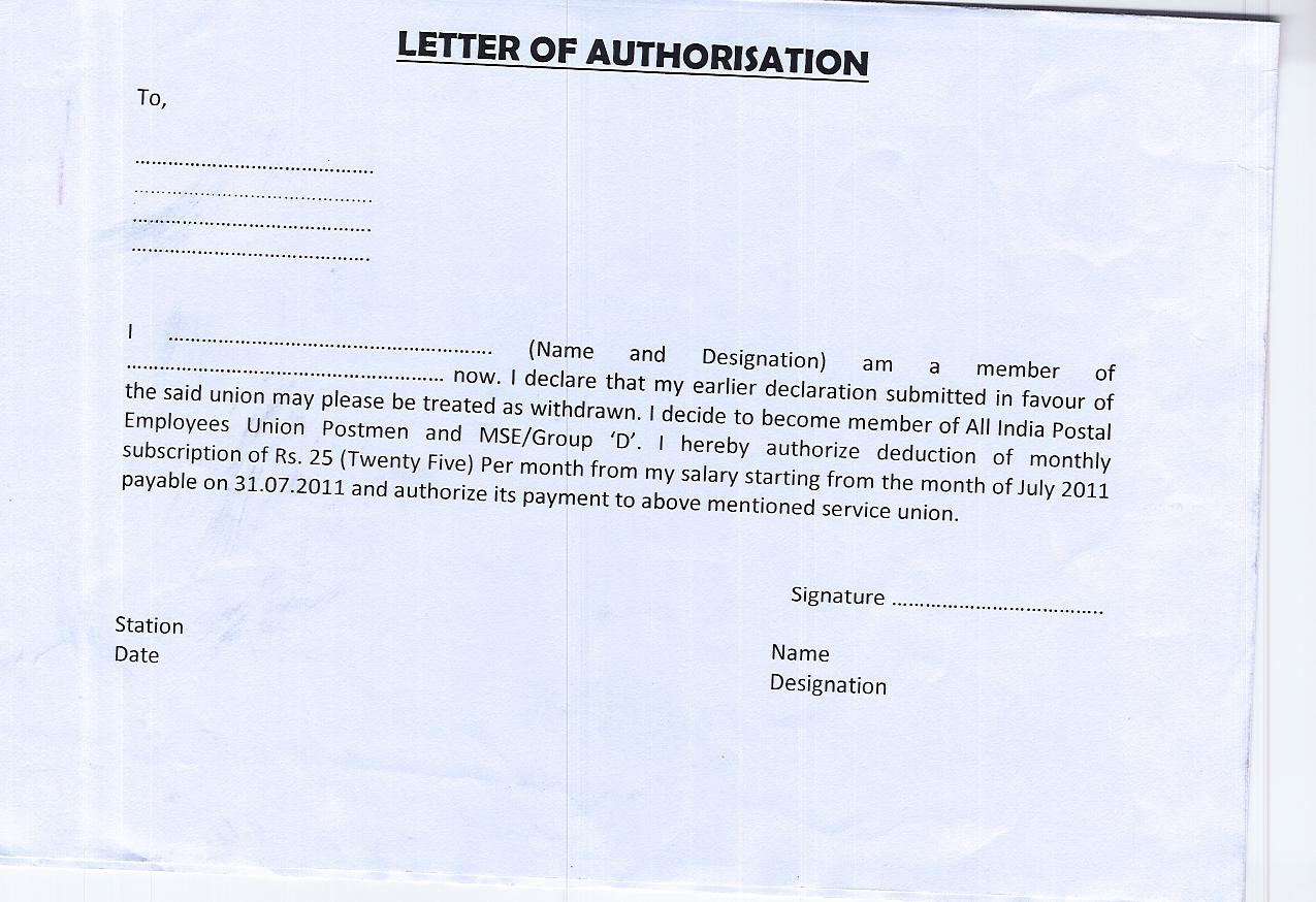 LETTER OF AUTHORIZATION TO COLLECT MONEY Sample Templates