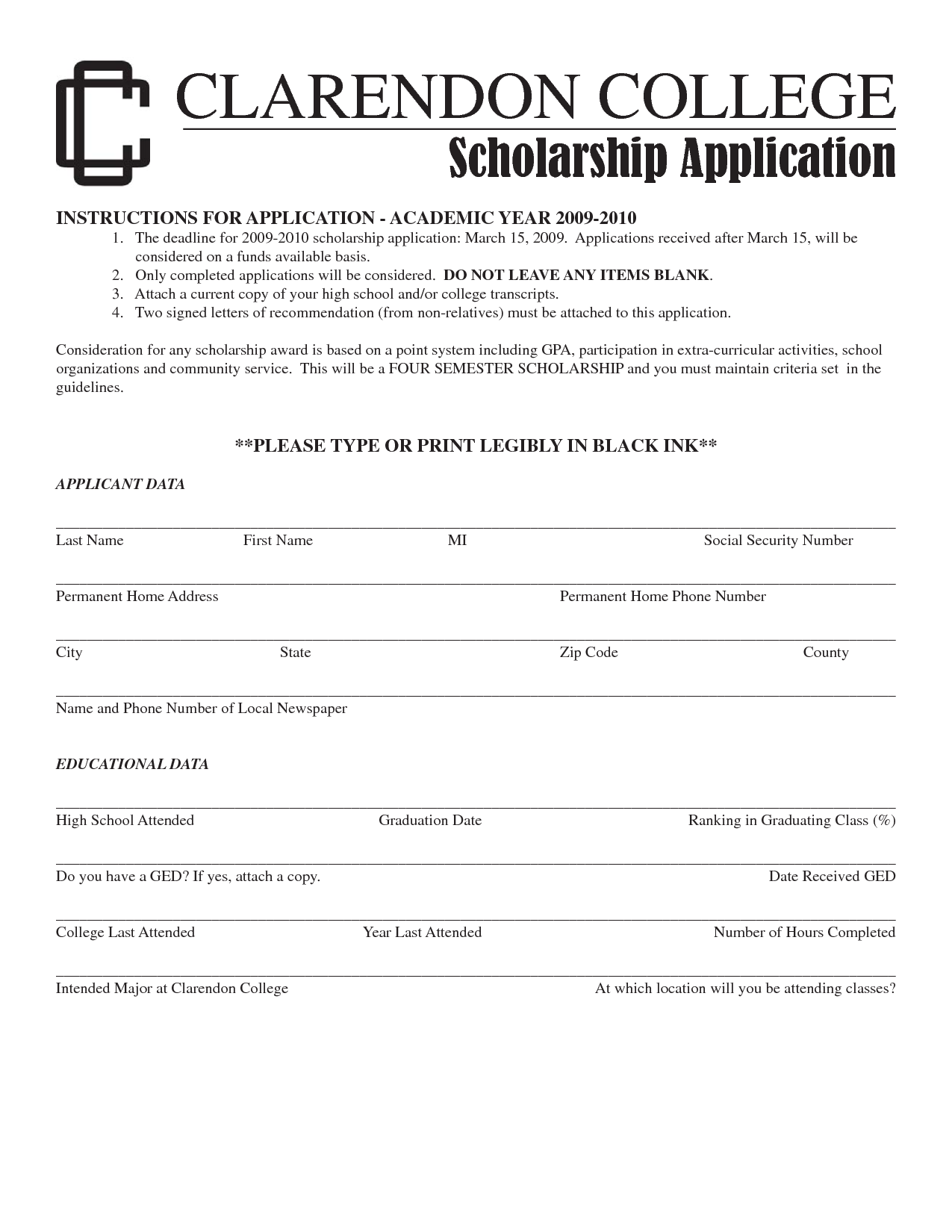 LETTER OF APPLICATION FOR A SCHOLARSHIP Sample Templates