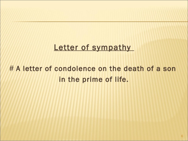 LETTER OF CONDOLENCE ON DEATH OF SON ~ Sample & Templates